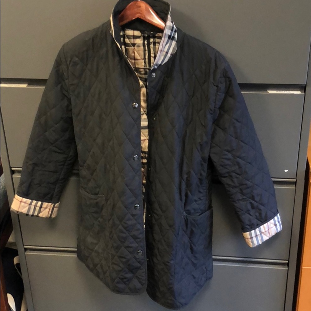 Authentic Black Burberry Quilted Jacket Size M